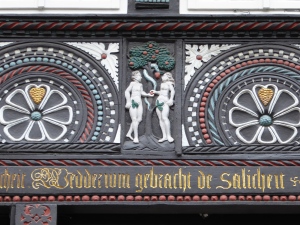 Osnabrück: Adam and Eve on old timbered house