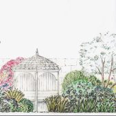 Resilient Luberon-inspired garden, elevation to gazebo